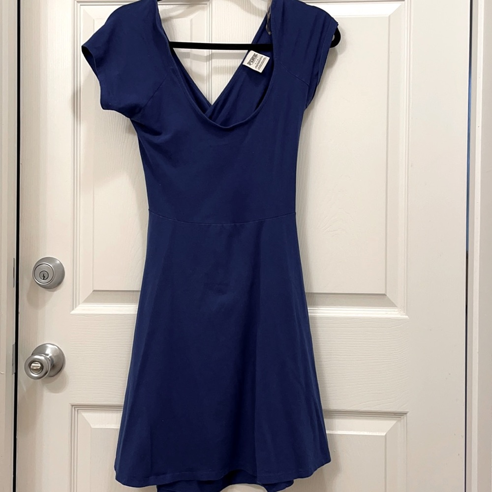 Blue skater dress with cross back